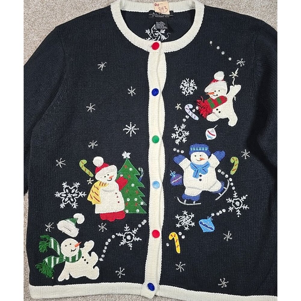 All Points Reference Point Snowman Christmas Swea… - image 2